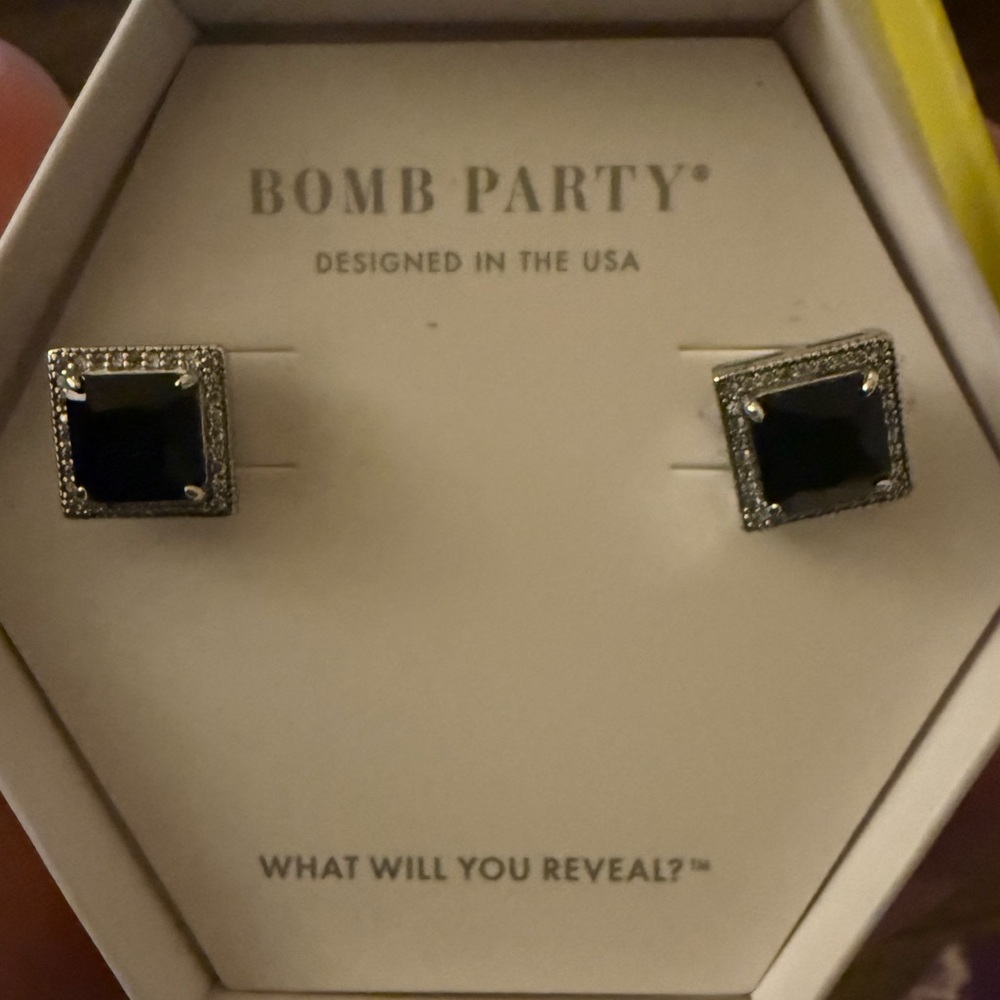 Bomb Party Black Onyx and Silver Earrings